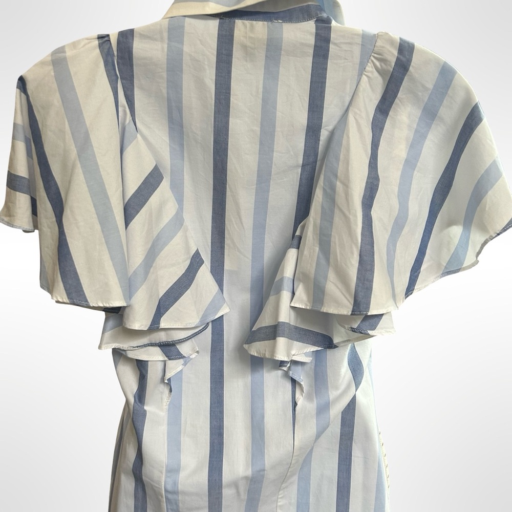 100% Cotton Closet London Blue and White Striped Midi Dress - Picture 2 of 8